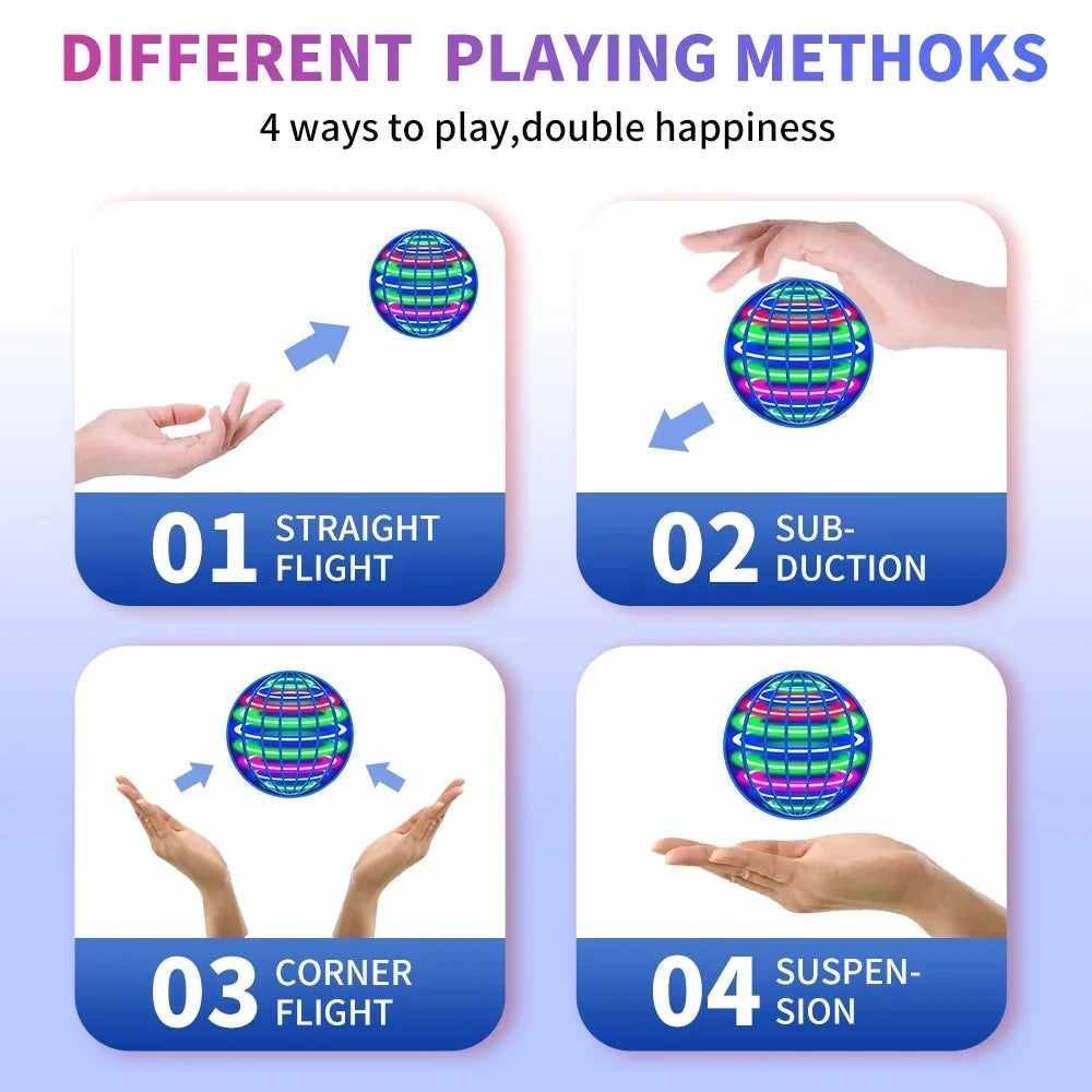 1F-Flying Ball, Automatic Spinning Ball LED Dazzling Lights, Floating Magic, Fan UFO Flying Machine, Toy Gift, Game, Sports Ball